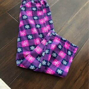SNOWFLAKE PLAID FLEECE PAJAMA PANTS 7/8